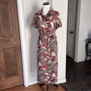 Anna & Frank Vintage Midi Skirt 2 Piece Set Silk 90s Safari Festival Medium